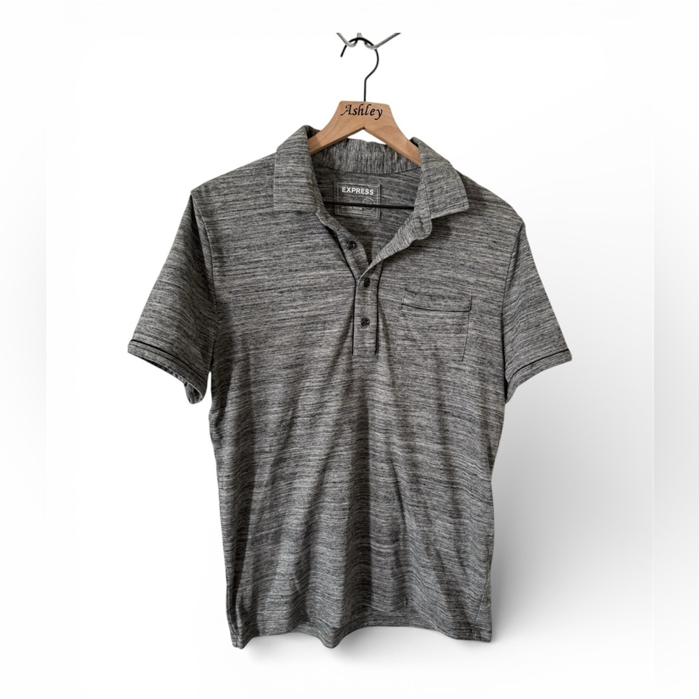 Express Men's Heathered Gray Polo Shirt Size Medium